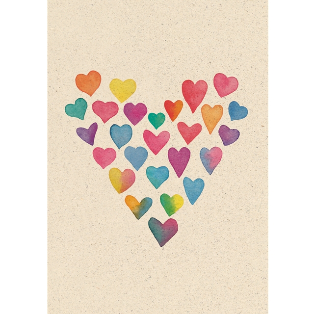 Herz in Regenbogenfarben Graspapier-Doppelkarte