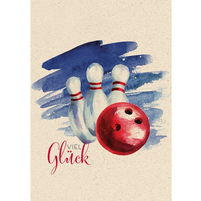 Bowling Glück Graspapier-Doppelkarte