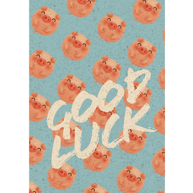 Good luck - Fresh & Trendy Graspapier-Doppelkarte