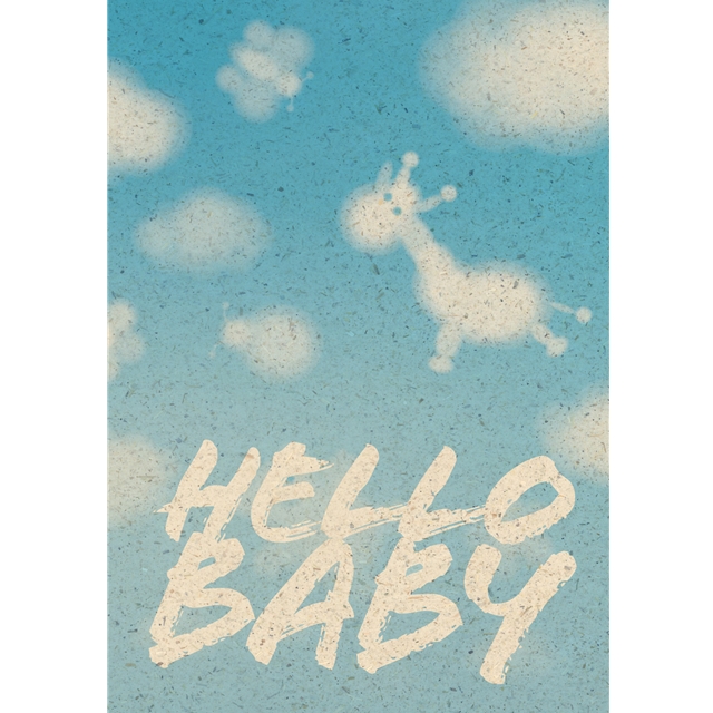 Hello Baby blau - Fresh & Trendy Graspapier-Doppelkarte