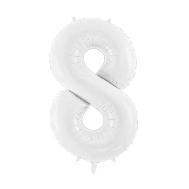 Nummer 8 weiss 86cm Folienballon