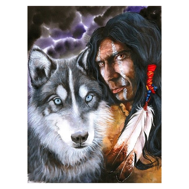 Diamond Painting  Wolf-Indian  50x40 cm