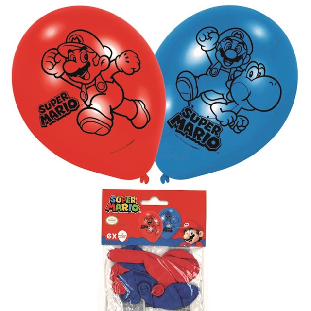 Super Mario Latexballone im Beutel, 6 Stück