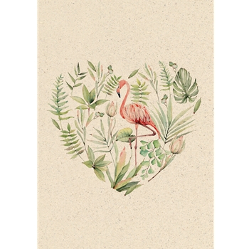 Flamingo Herz Graspapier-Doppelkarte